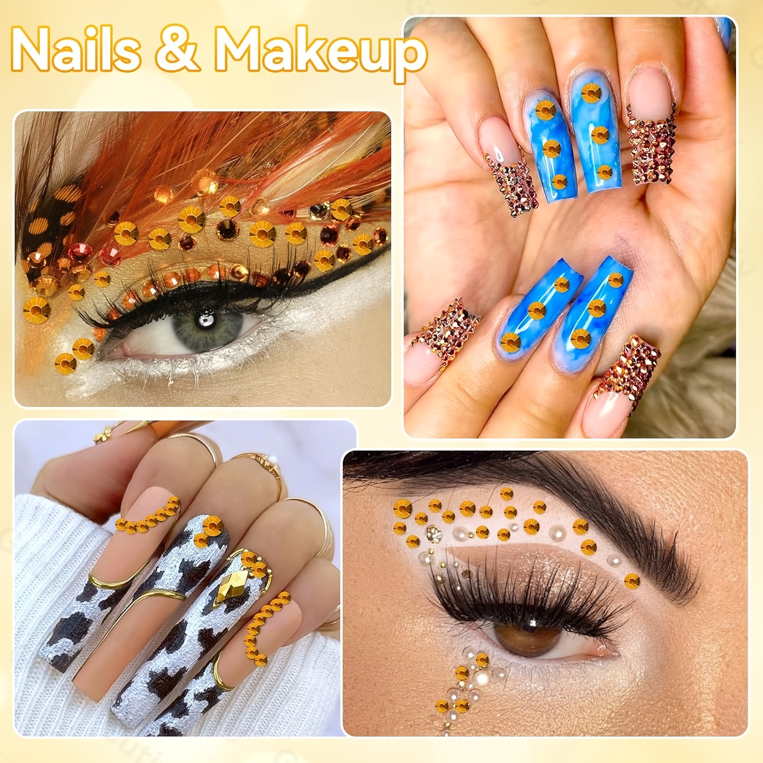 Sparkling Golden Rhinestones Hot-Fix for DIY Accessories